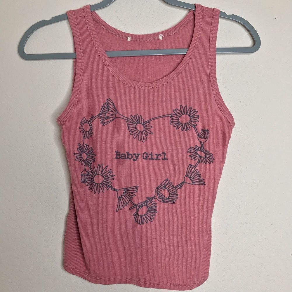 Baby girl dusty mauve pink ribbed cropped tank